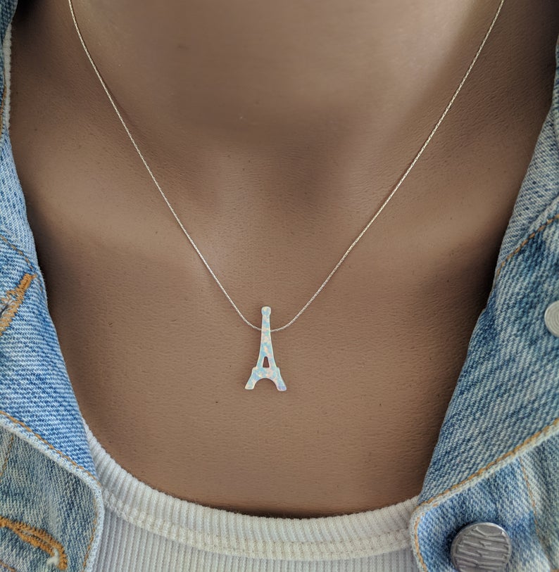 Opal Eiffel Tower Necklace