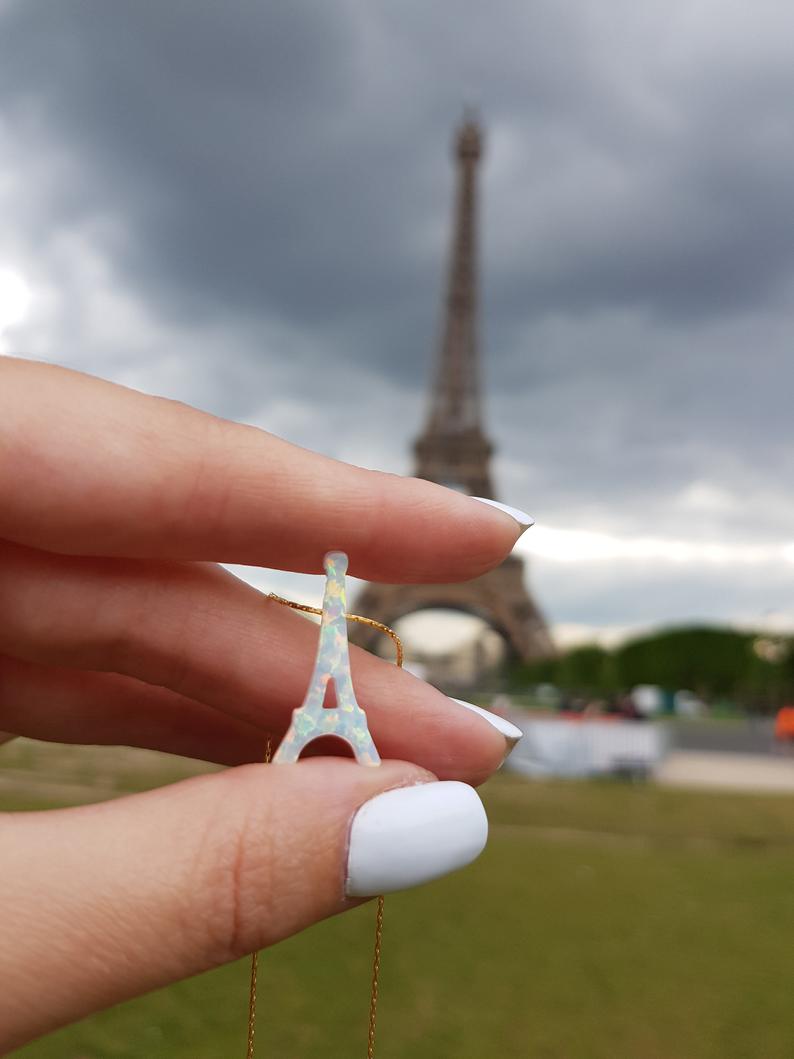 Opal Eiffel Tower Necklace