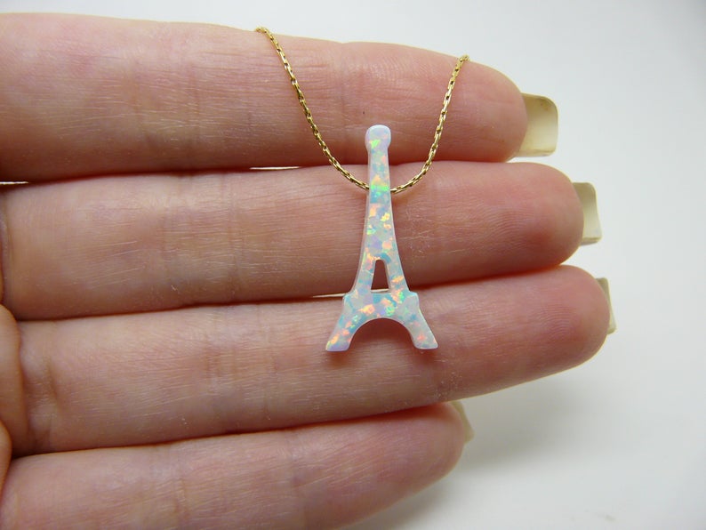 Buy Laura Milnor Iverson Paris at Midnight Lit Up Eiffel Tower Necklace  Blue Moon Handmade Jewelry Art Pendant at Amazon.in