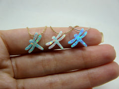 Opal dragonfly necklace - OpaLandJewelry