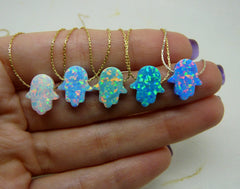 Opal Hamsa necklace