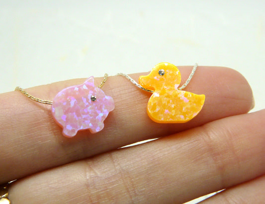 Rubber duck / Pig necklace - OpaLandJewelry