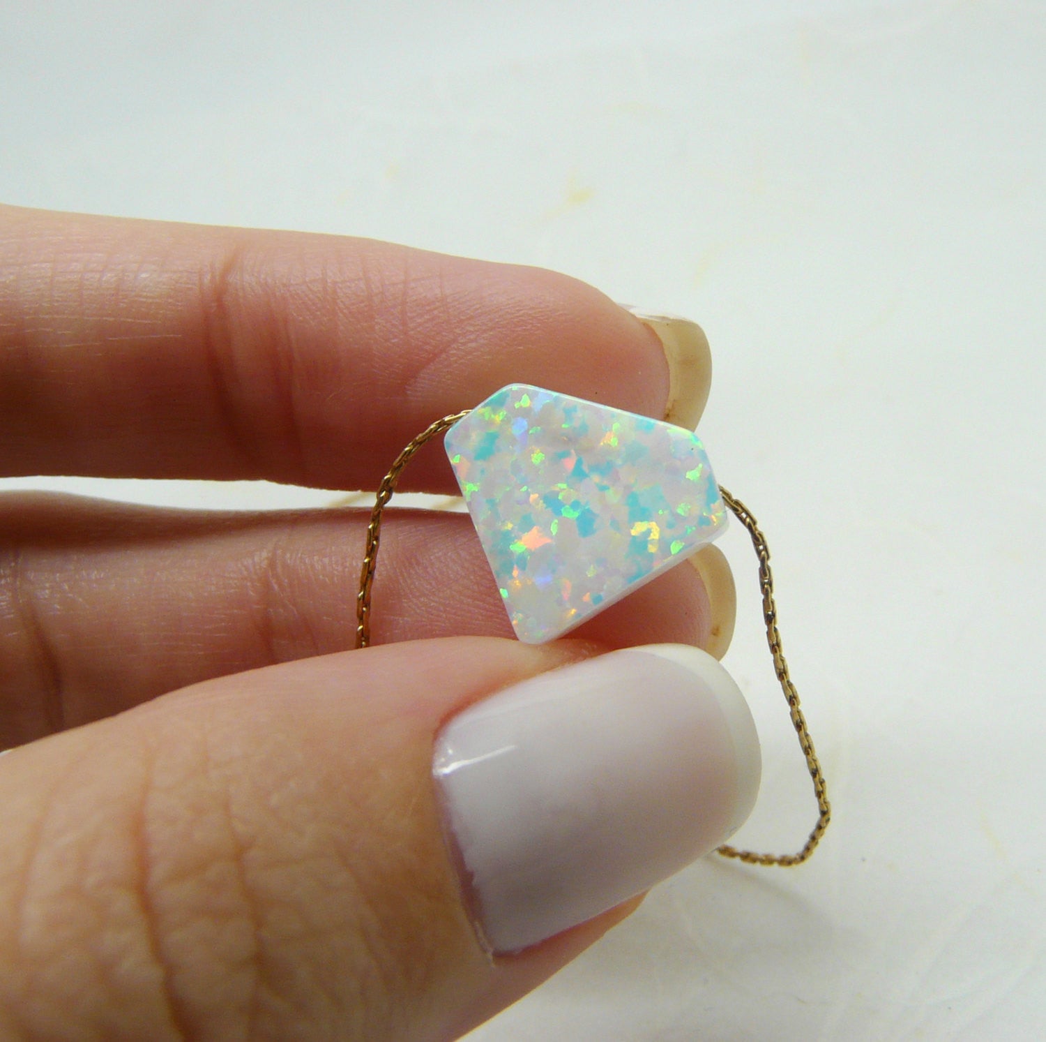 Diamond shape Opal necklace - OpaLandJewelry