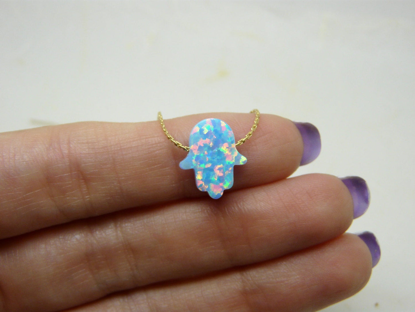 Opal Hamsa necklace
