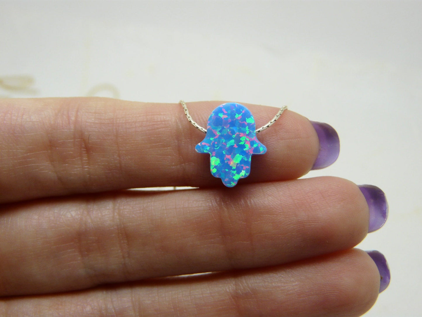 Opal Hamsa necklace