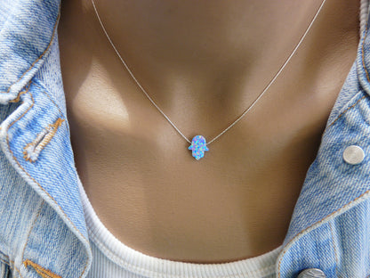 Opal Hamsa necklace