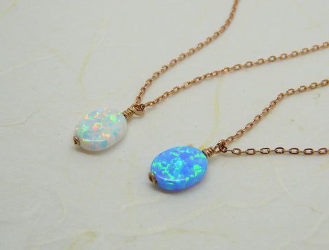 Rose gold wire wrapped Opal necklace - OpaLandJewelry
