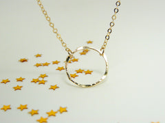 Dainty Gold circle Necklace - OpaLandJewelry