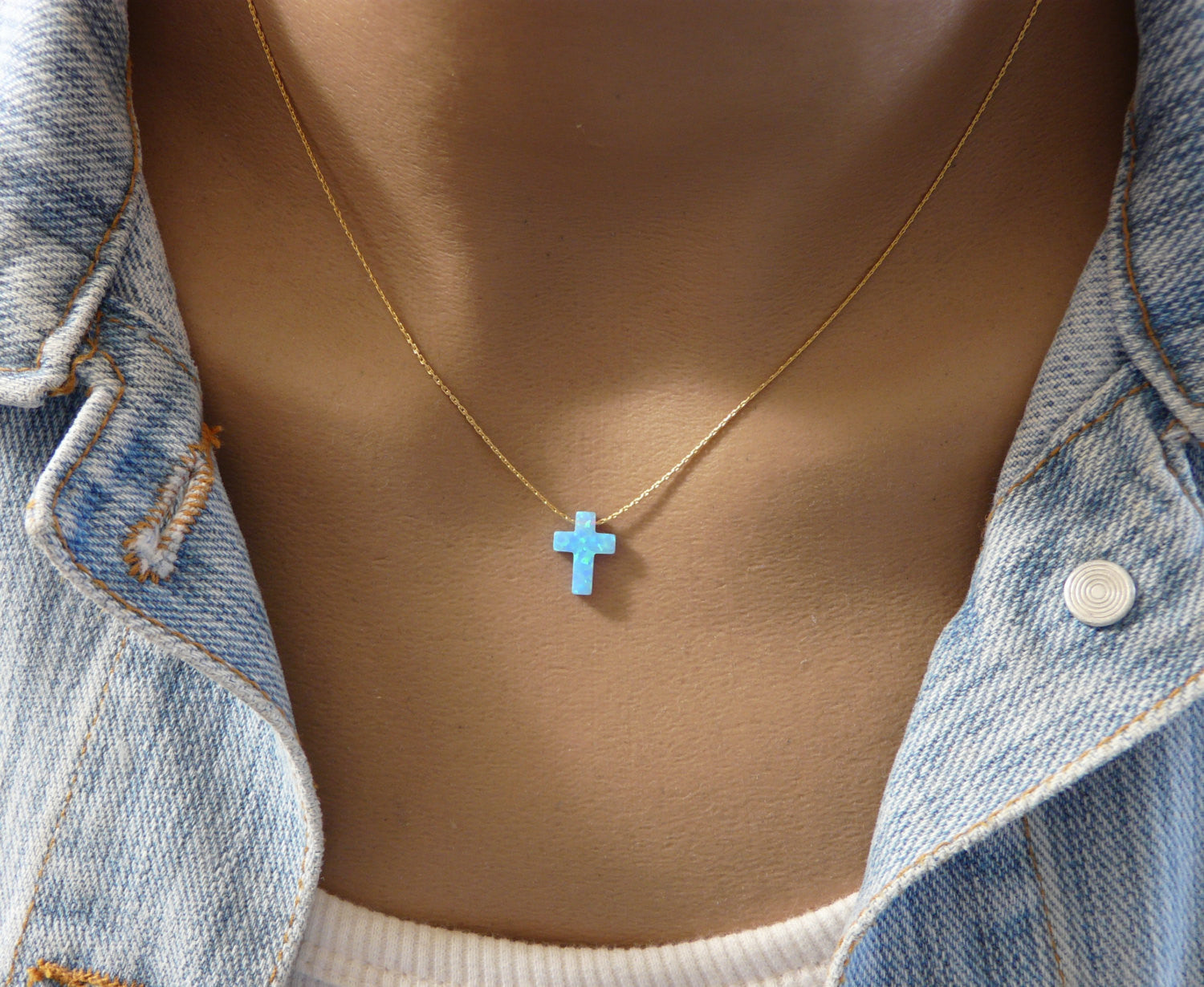 Opal cross necklace | Opal Gold filled jewelry | OpaLandJewelry