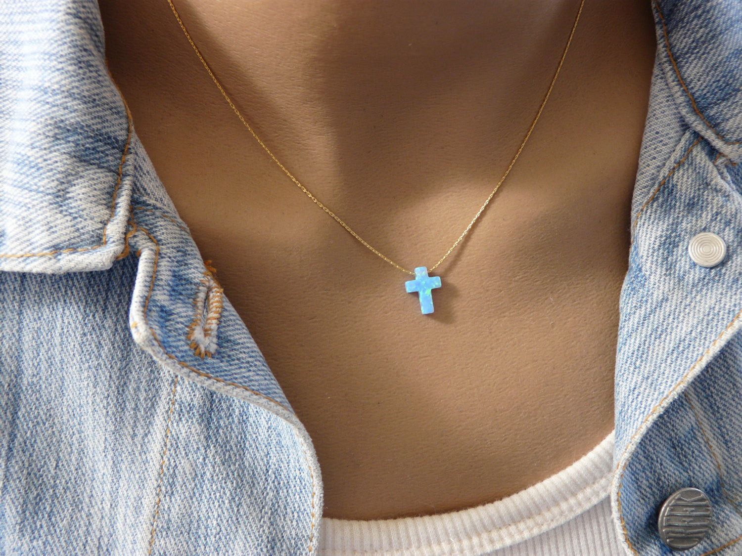 Opal cross necklace - OpaLandJewelry