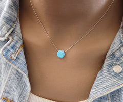 Hexagon Opal necklace - OpaLandJewelry