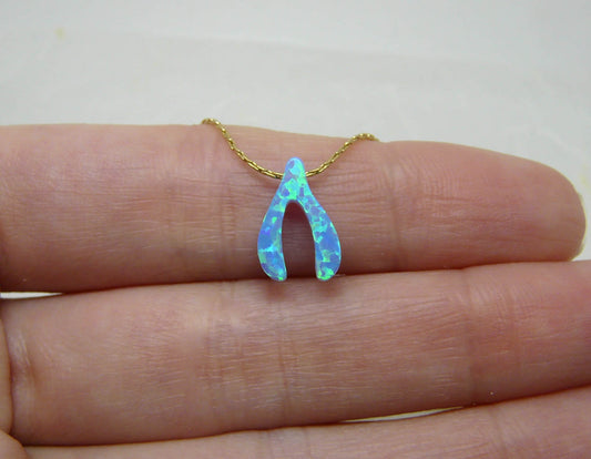 Opal wishbone charm - OpaLandJewelry