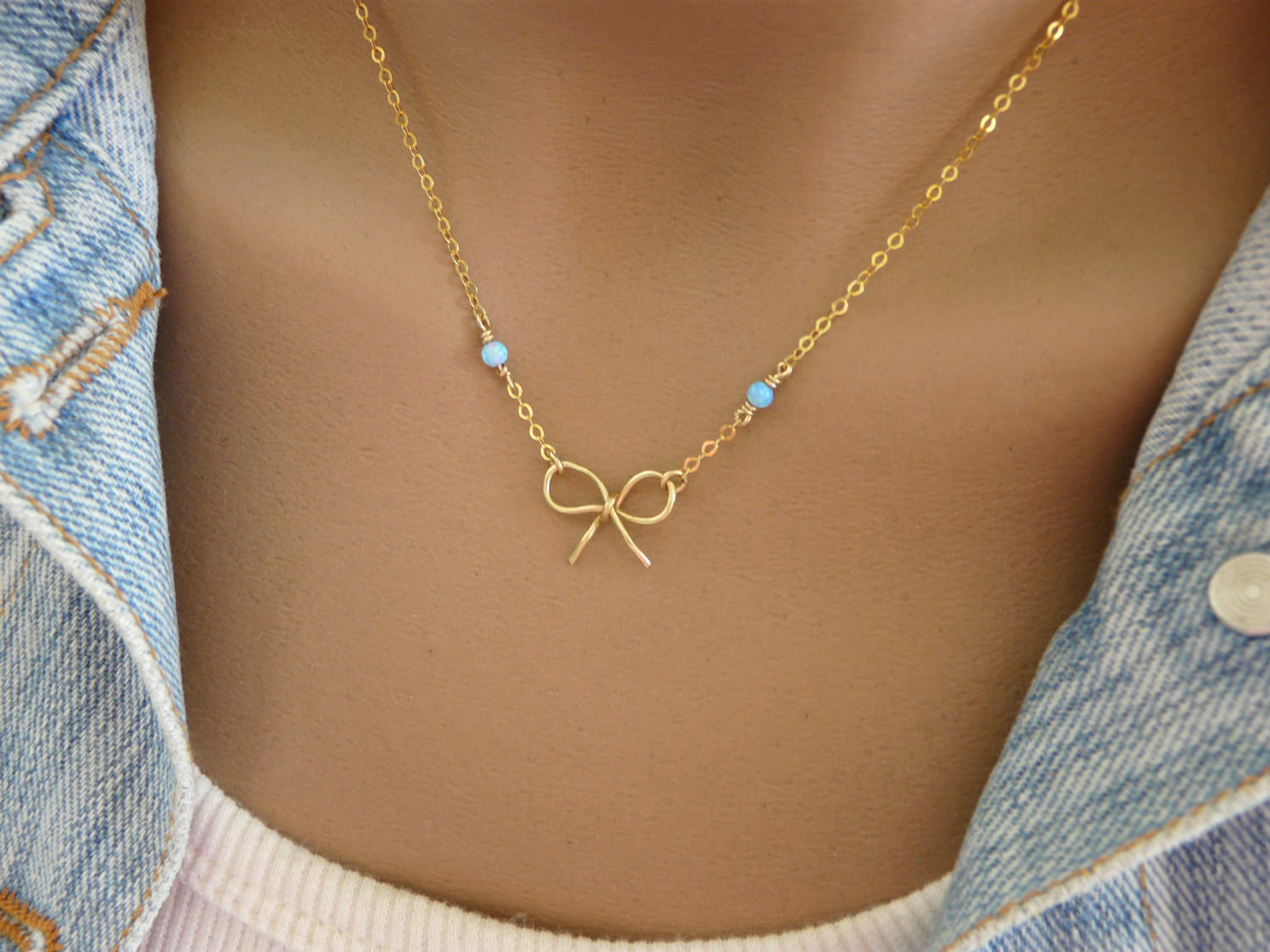 Goldfilled bow necklace - OpaLandJewelry