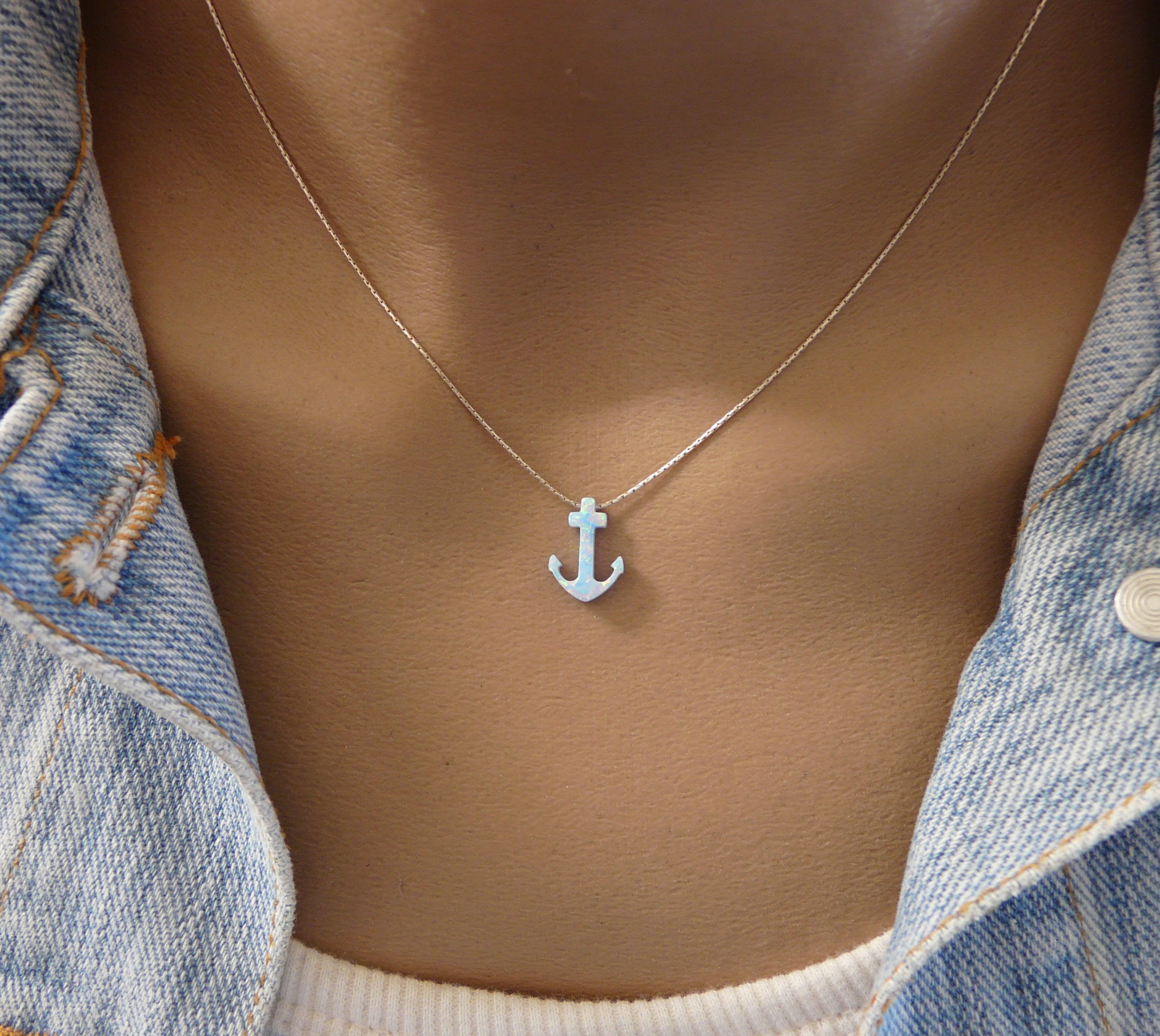 Opal Anchor necklace - OpaLandJewelry