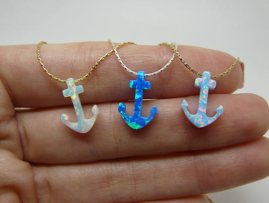 Opal Anchor necklace - OpaLandJewelry