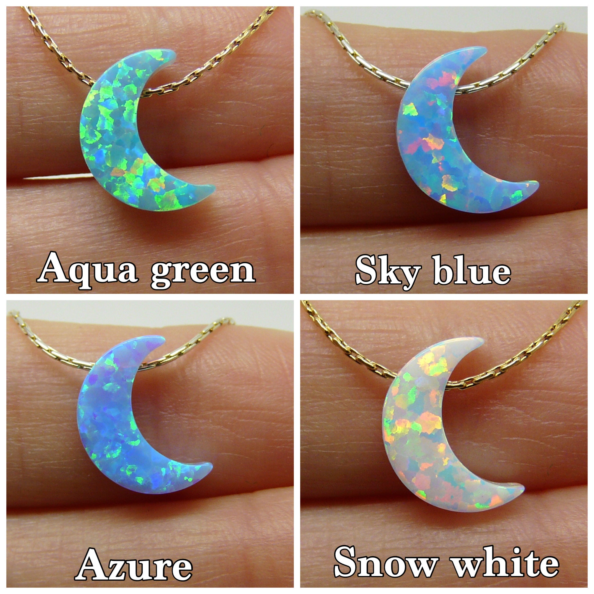 Opal moon necklace