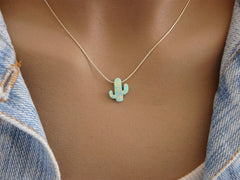 Opal cactus necklace - OpaLandJewelry
