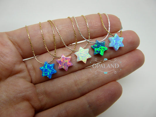 Opal Star of David Necklace – Minimalist Judaica Jewelry