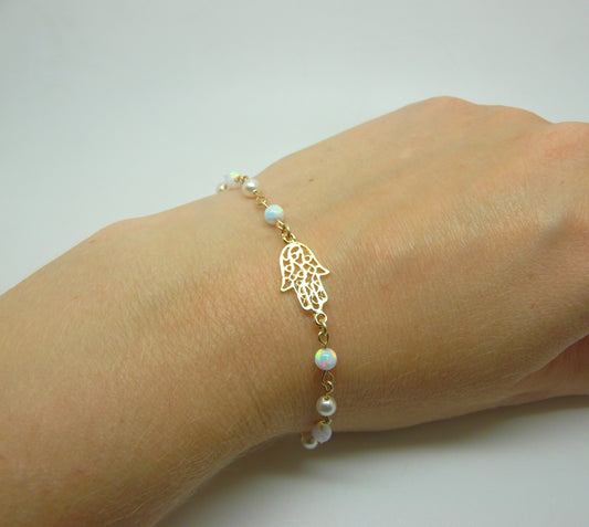 Women's Hollow Hamsa Beaded bracelet