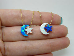 Crescent moon necklace with star