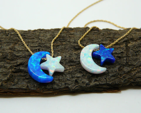Crescent moon necklace with star