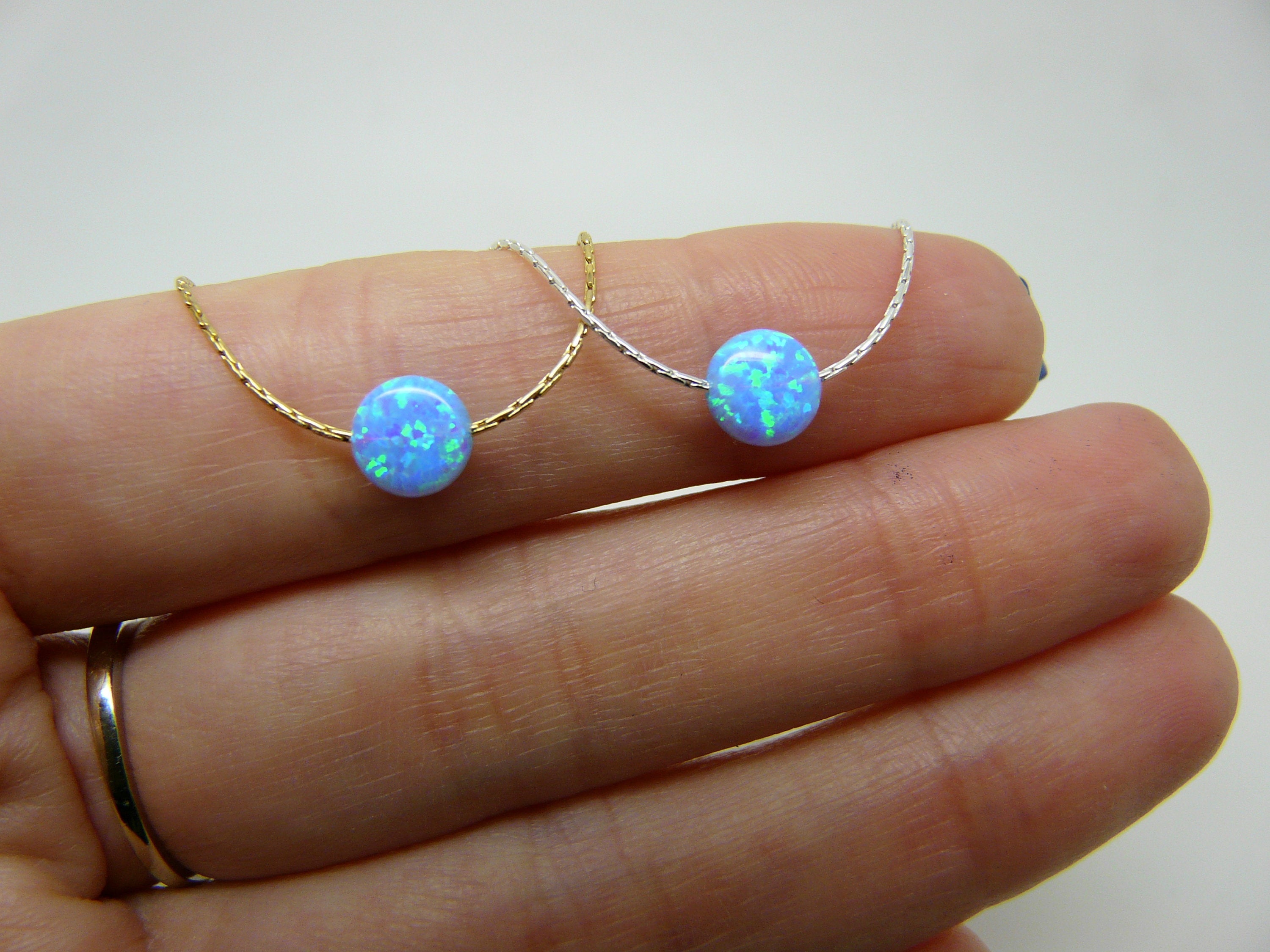 Tiny Opal coin necklace