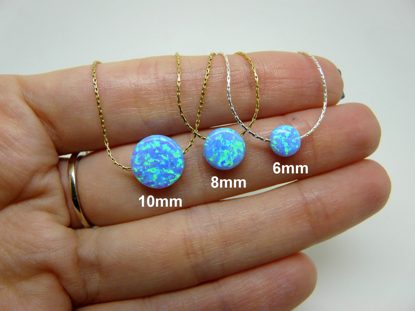 Tiny Opal coin necklace