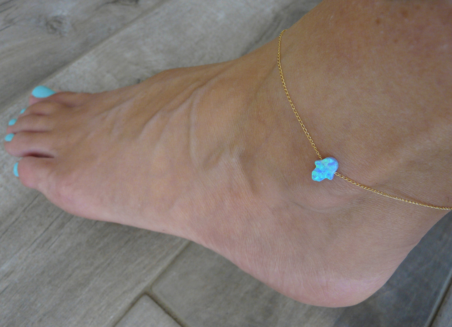 Opal Hamsa Anklet – A Touch of Protection & Style