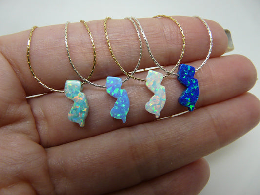 Opal New Jersey Map necklace