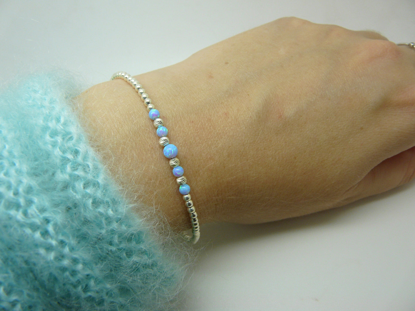 Beaded silver bracelet