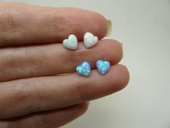 Post earrings with opal stone
