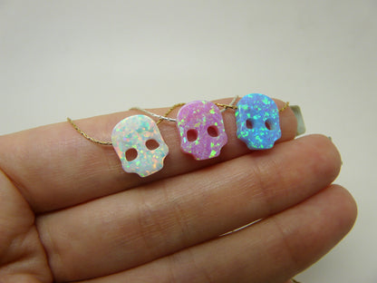 Opal skull necklace