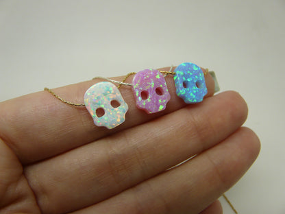 Opal skull necklace