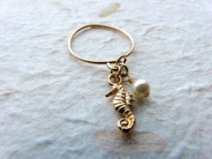Seahorse charm ring - OpaLandJewelry