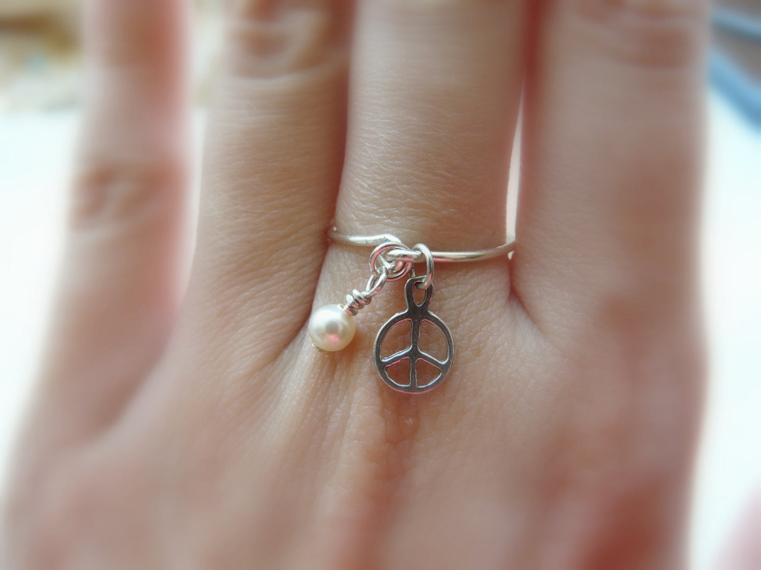 Peace sign charm ring - OpaLandJewelry