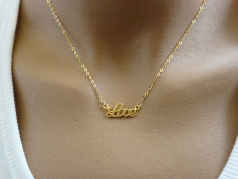 Gold filled LOVE necklace - OpaLandJewelry