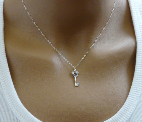 Sterling silver key necklace - OpaLandJewelry
