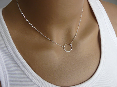 Circle sterling silver necklace - OpaLandJewelry