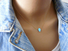 Blue Opal hamsa necklace - OpaLandJewelry