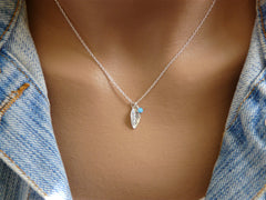 Sterling silver leaf Opal necklace - OpaLandJewelry