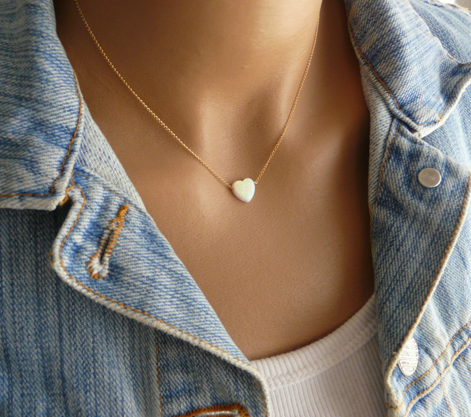 Delicate Opal heart necklace - OpaLandJewelry