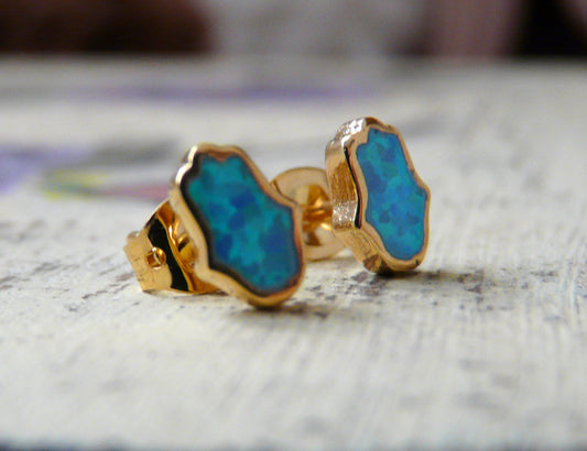 Opal Hamsa earrings - OpaLandJewelry