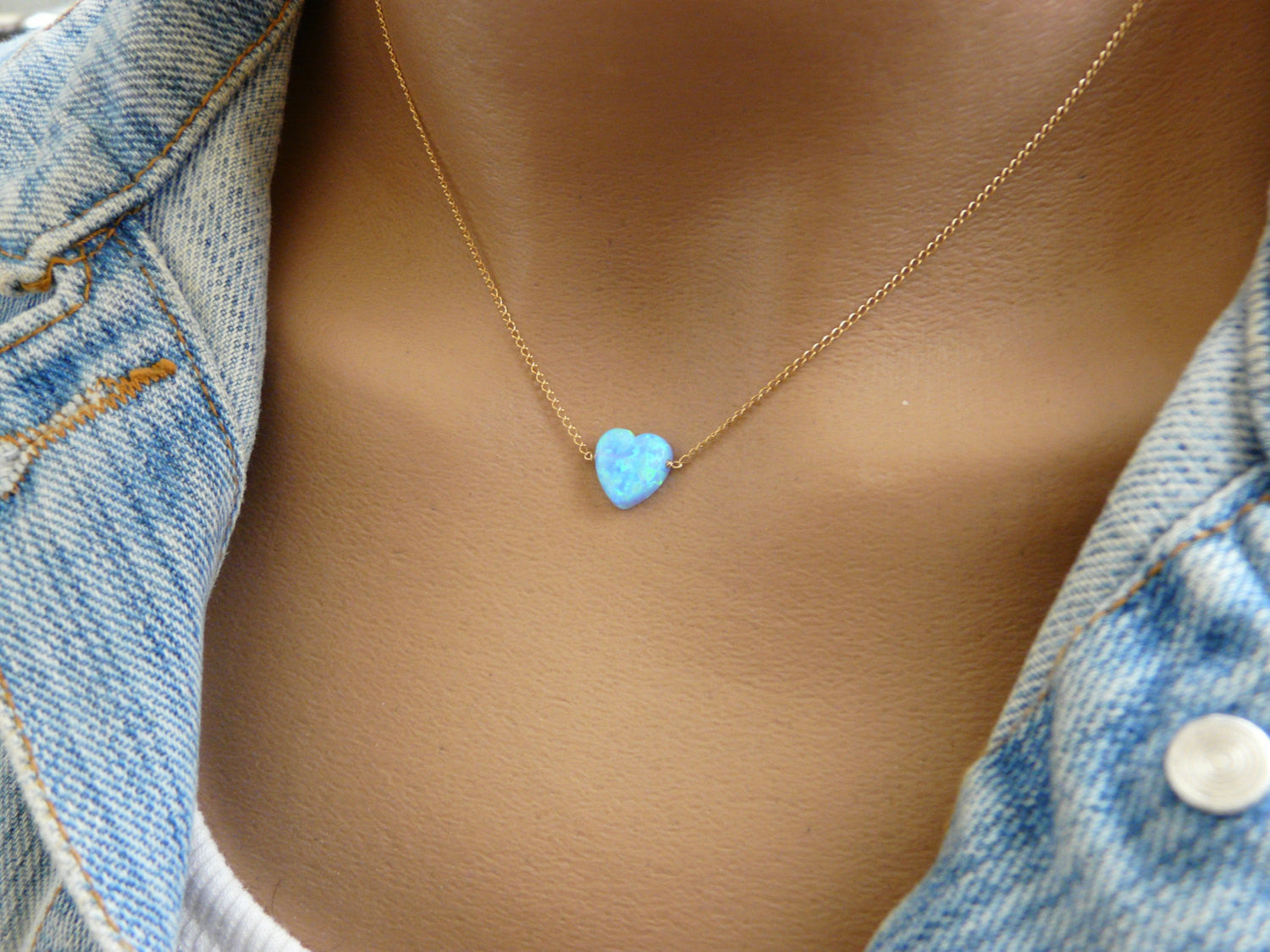 Blue Heart Opal necklace - OpaLandJewelry