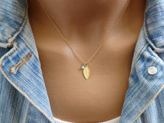 Gold fill leaf necklace - OpaLandJewelry