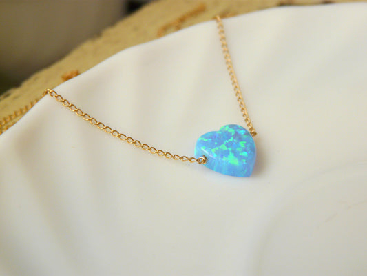 Blue Heart Opal necklace - OpaLandJewelry