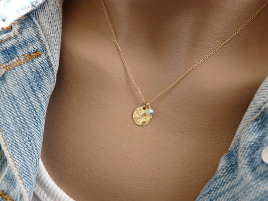 Gold disc necklace - OpaLandJewelry