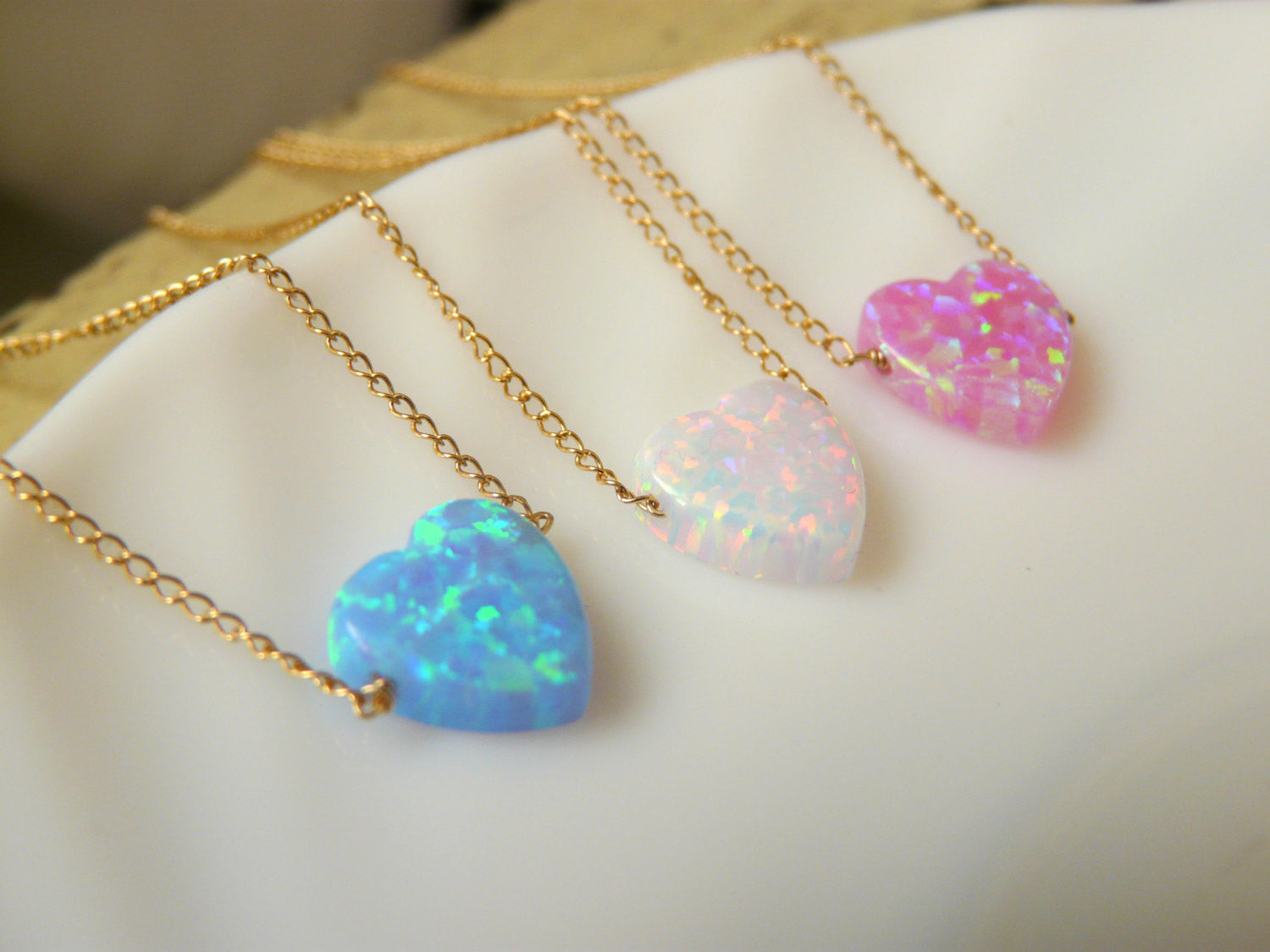Delicate Opal heart necklace - OpaLandJewelry