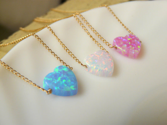 Delicate Opal heart necklace - OpaLandJewelry