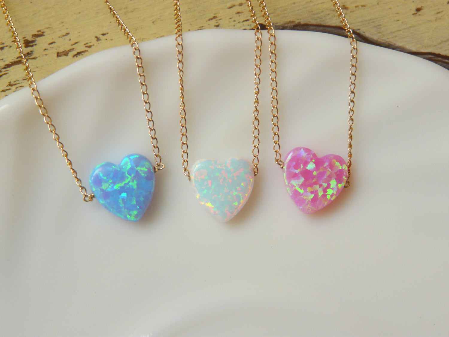 Delicate Opal heart necklace - OpaLandJewelry