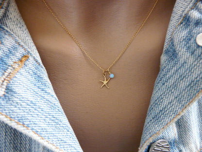 Starfish necklace gold filled - OpaLandJewelry